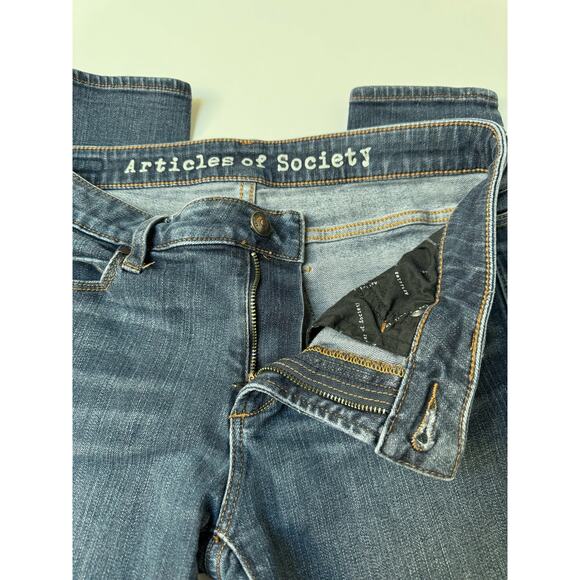 Articles of Society Full Ankle Length Mya Dark Washed Blue Denim Skinny Jeans - Picture 9 of 10